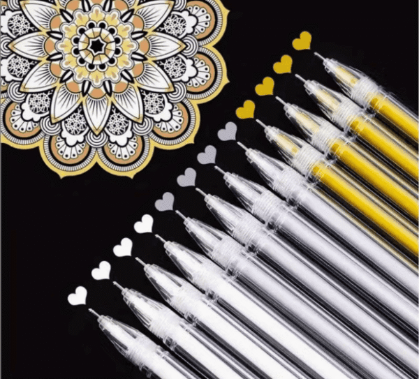 Metallic Gel Pen Set — 12 Fine Tips